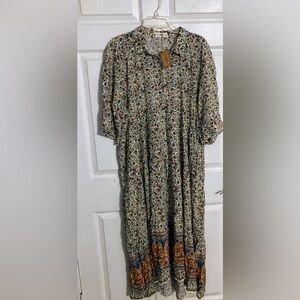 Natural Life Rebecca Dress Size XXL Boho Fall NWT
